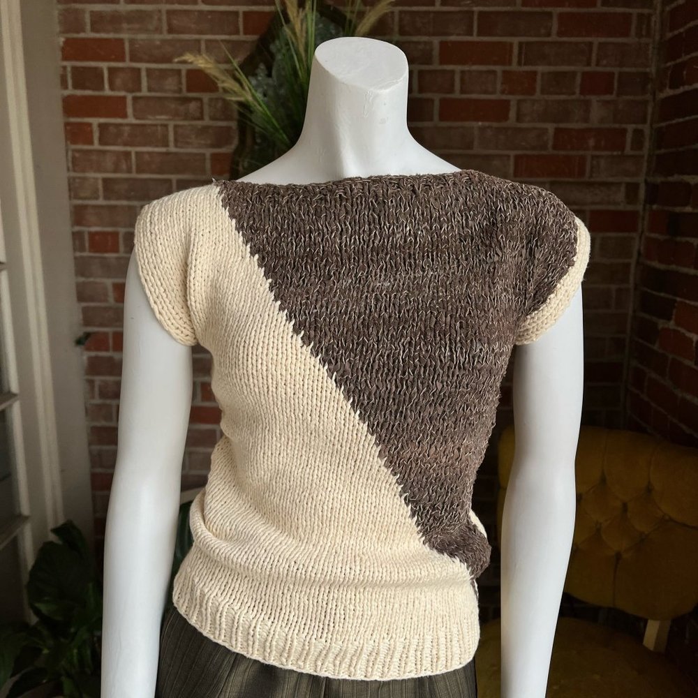 Vintage Knit Leather Cotton Top